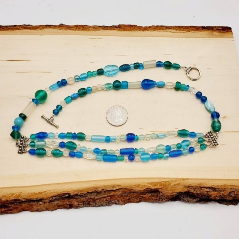 Multi-Strand Blue Statement Necklace - image 5